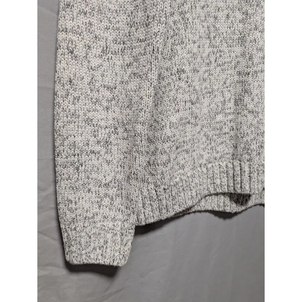 Izod Whisper White Marled Knit Mock Neck Cotton Sweater Quarter Button New‎ XL